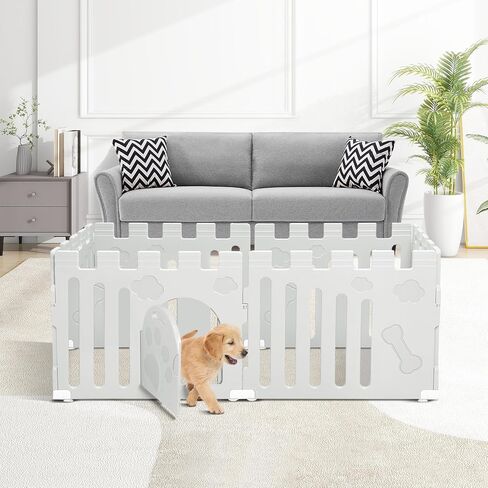 Dog Playpen with Door, 6-Panel 24" Indoor Puppy Playpen, Strong Plastic Small Pet Safety Fence Dog Pen, Non-Slip and Secure Pet Gate, Green in Saudi Arabia