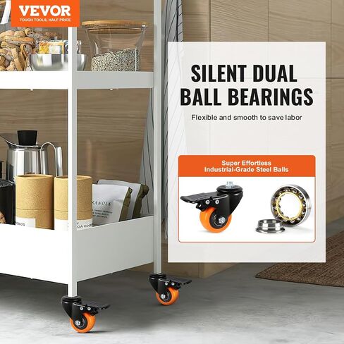 VEVOR Office Chair Wheels, Set of 5, 2 inch Caster Wheels Replacement for Hardwood Floors and Carpet, Heavy Duty Computer Gaming Desk Casters with Double Wheels, 2200 lbs Load Capacity, Universal Fit in Saudi Arabia
