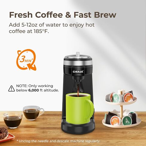 CHULUX Slim 2 in 1 Single Serve Coffee Maker for K Cup & Ground Coffee, Mini Travel One Cup Coffee Machine for Home, Desk, Kitchen and Bedroom, Included Coffee Filter, Fits Travel Mug in Saudi Arabia