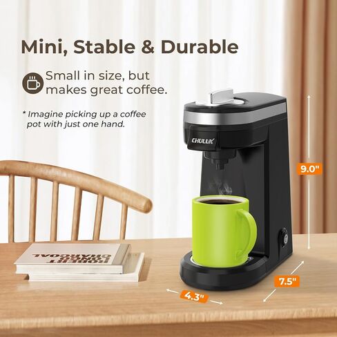 CHULUX Slim 2 in 1 Single Serve Coffee Maker for K Cup & Ground Coffee, Mini Travel One Cup Coffee Machine for Home, Desk, Kitchen and Bedroom, Included Coffee Filter, Fits Travel Mug in Saudi Arabia
