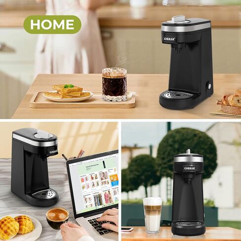CHULUX Slim 2 in 1 Single Serve Coffee Maker for K Cup & Ground Coffee, Mini Travel One Cup Coffee Machine for Home, Desk, Kitchen and Bedroom, Included Coffee Filter, Fits Travel Mug in Saudi Arabia