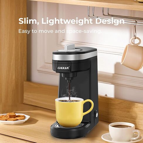 CHULUX Slim 2 in 1 Single Serve Coffee Maker for K Cup & Ground Coffee, Mini Travel One Cup Coffee Machine for Home, Desk, Kitchen and Bedroom, Included Coffee Filter, Fits Travel Mug in Saudi Arabia