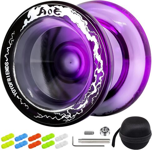 7YO Professional Responsive Yoyo for Beginners, Fingerspin Yoyo for Kids, Dual Purpose Yo-yo AOE Tug Return with 10 Strings, Bag, KK Bearing, Axle, Bearing Removal Tool (Blue Yellow) in Saudi Arabia