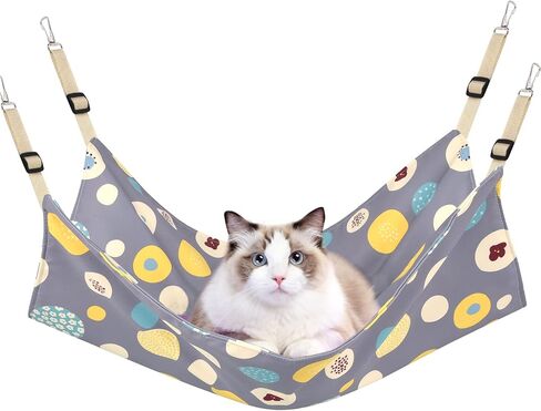 Cat Hammock Bed Cool Summer Hanging adjustable Pet Hammock Bed for Cats/Small Dogs/Rabbits/Other Small Animals (Blue Fruit) in Saudi Arabia