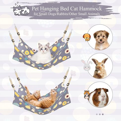 Cat Hammock Bed Cool Summer Hanging adjustable Pet Hammock Bed for Cats/Small Dogs/Rabbits/Other Small Animals (Blue Fruit) in Saudi Arabia