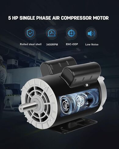 Air Compressor Motor 5 HP SPL Electric Motor 3450 RPM, 230V Single Phase Motor, 56 Frame 5/8 Keyed Shaft 60 HZ in Saudi Arabia