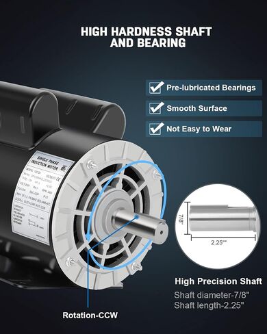 Air Compressor Motor 5 HP SPL Electric Motor 3450 RPM, 230V Single Phase Motor, 56 Frame 5/8 Keyed Shaft 60 HZ in Saudi Arabia