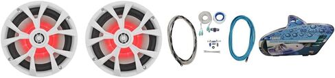 Pair Rockville RKL65MBW 6.5" 700W Marine Boat Speakers W/Led+Black/White Grilles in Saudi Arabia