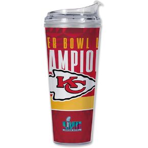 Rico Industries NFL Kansas City Chiefs 2023 Super Bowl Champions 24oz Acrylic Tumbler with Hinged Lid
