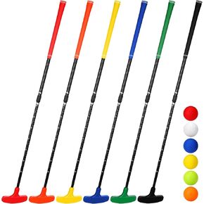 Wettarn 6 Set Golf Putters for Men and Women Two Way Mini Golf Putter with 6 Golf Balls Kids Putter Bulk for Right or Left Handed Golfers Adjustable Length Golf Clubs Set