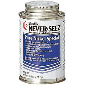 Never-Seez NSBT-8N مركب خاص مضاد للاستيلاء على النيكل الفضي النقي، -297 درجة فهرنهايت تصنيف درجة حرارة منخفضة إلى 2400 درجة فهرنهايت تصنيف درجة الحرارة العليا، 8 فلوريدا. أوقية. علبة الفرشاة العلوية