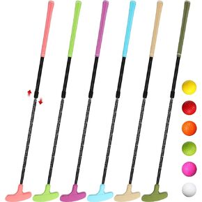 Wettarn 6 Set Golf Putters for Men and Women Two Way Mini Golf Putter with 6 Golf Balls Kids Putter Bulk for Right or Left Handed Golfers Adjustable Length Golf Clubs Set