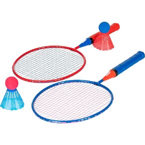 Franklin Sports Kids Jumbo Badminton Racket Set - Smashminton Kids Oversize Badminton Rackets Set - 2 Player Backyard + Beach Youth Badminton Set with Birdies + Jumbo Rackets Included
