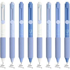BAYTORY 8Pcs Aesthetic Retractable Gel Pens, Black Ink 0.5mm Fine Point Pen for Journaling & Planner, School & Office Supplies, Smooth Writing (Green)