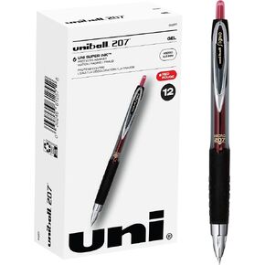 Uni-ball 61255 Signo Gel 207 قلم جل قابل للسحب بكرة دوارة حبر أسود ميكرو فاين دزينة in Kuwait