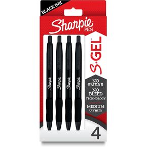 Sharpie S-Gel, Gel Pens, Sleek Metal Barrel, Crimson Red, Medium Point (0.7mm), Black Ink, 4 Count in Kuwait