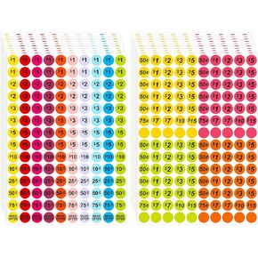 Garage Sale Stickers, 1400Pcs Yard Sale Stickers, Pre-Priced Pricing Labels, Flea Market Pricing Stickers, Round Price Label Stickers Price Tags Stickers for Retail, Two Style, 3/4" in Diameter