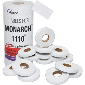 Perco Flou. Red Pricing Labels for Monarch 1110 Price Gun - 4 Sleeves, 68,000 Price Marking Labels