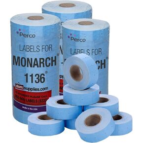 Perco Fluorescent Green Pricing Labels for Monarch 1136 Price Gun - 8 Rolls, 14,000 Pricemarking Labels