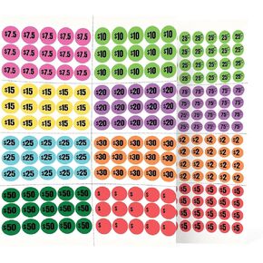 Mobiusea Creation 480pcs $5 Price Stickers | 5 Dollar Price Tags Labels | Bright Red Color with Black Text | 3/4" in Diameter | Preprinted Price Labels | Garage Sale Stickers