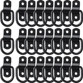 24 Pieces D-Ring Tie Down 1/4 Inch Stainless Steel D-Rings Trailer 700 Lbs D-Ring Bracket D Ring Mounting Plate for Ratchet Tie Down Straps Car Truck Bed Cargo (Silver)