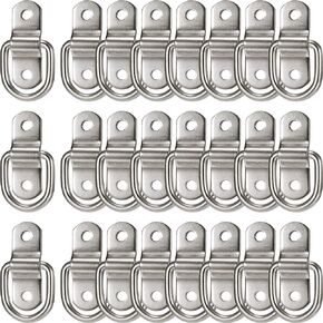 24 Pieces D-Ring Tie Down 1/4 Inch Stainless Steel D-Rings Trailer 700 Lbs D-Ring Bracket D Ring Mounting Plate for Ratchet Tie Down Straps Car Truck Bed Cargo (Silver)