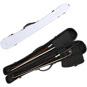 Upright Double Bass Bow Case Hold 1 or 2 pcs French German Bass Bow Box Hard Case Protect Your Bow with Shoulder Strap (Black)