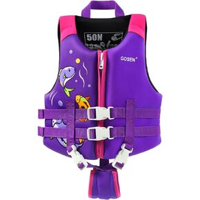 Kids Swim Vest Toddler Floaties for 24-66 lbs Boys Girls, Toddler Swim Vest with Adjustable Safety Strap, Easy On and Off Swimming Aid for Age 2-6 Years Learn to Swim