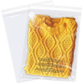 iMailer - 20 Pcs - 11" x 14" Clear Plastic Poly Bags with Suffocation Warning for Prints, Photos, Documents, Clothing, T-Shirt - Resealable Adhesive,Not Strong