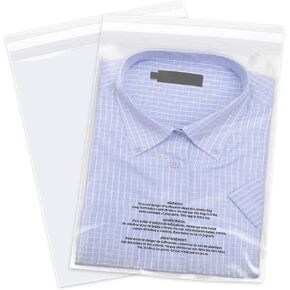 iMailer - 20 Pcs - 8" x 10" Clear Plastic Poly Bags with Suffocation Warning for Clothing, T-Shirt, Brochure, Prints, Handicraft Gift-Resealable Adhesive,Not Strong