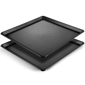Saillong 2 Pcs Oil Change Drain Pan, 22'' x 21'' Large Fridge Drip Tray for Mini Fridges Air Conditioners Machinery, Black Plastic Leak-Proof Drip Pan