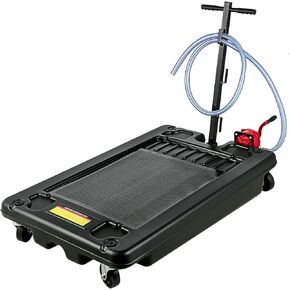 VEVOR Oil Drain Pan, 17 Gallon Low Profile Oil Drain Pan with 180W Electric Pump, 8.2ft Hose & Folding Handle, Rolling Oil Drain Cart for Trucks, Buses, RVs