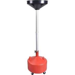 8 Gallon Industrial Fluid Drain Tank,Portable Waste Oil Drain with Wheels and Adjustable Funnel Height. Red.