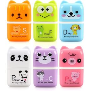 Tamaki 6 Pack Erasers for Kids, Cute Erasers with Cover and Roller, Pencil Rubber Erasers for Party Favors Gift Supplies (Model B)
