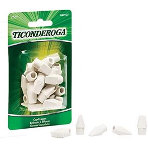 Dixon Ticonderoga DIX38025 Wedge Cap Erasers for Grade K-12, White - 25 Count25