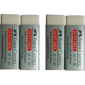 [Pack of 4] Faber-Castell LARGE Eraser Dust Free Clean and Soft Erasing for ART, OFFICE, SCHOOL USE (6.2x2x1.25cm)