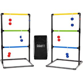 مجموعة ألعاب GoSports Ladder Toss الداخلية والخارجية مع 6 كرات بولو مطاطية ناعمة وحقيبة حمل للسفر - اختر Pro أو Classic