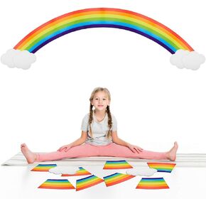 Jumbo Rainbow Cardboard Wall Decal Colorful Rainbow Cloud Cutouts Paper Centerpiece Decoration for Unicorn Birthday Party Supplies Room Decor