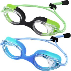 Vvinca Kids Swim Goggles with Bungee Strap No Leaking Anti Fog Toddler Goggles with Quick Adjust Ages 3-12