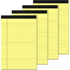 Yellow Note Pads 5x8 Small Legal Pads College Ruled Notepad for Office 6 Pack Yellow Writing Pads 5x8 Narrow Ruled Paper Pads 25 Lines 80 GSM Paper Tablets 5x8" Lined Notepads With 30 Sheets Per Pad