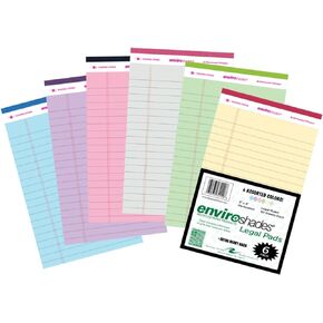 ROARING SPRING Enviroshades Recycled Mini Legal Pads, 6 Pack, 5" x 8" 50 Sheets, Assorted Colors