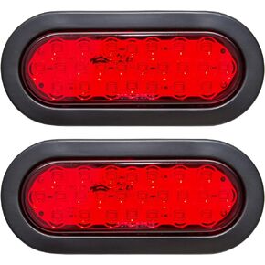 Oyviny 6 Inch Oval Red LED Trailer Tail Lights 2PCS, Super Bright 24LEDs Oval 6" Brake Turn Stop Tail Lights with Flush Mount Grommets DOT SAE Certified for RV Truck, Bus, Trucks