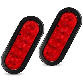 Led Trailer Lights Kit,2Pcs 6" Oval Tail Lights 10 LED Marker Lights Brake Lights Stop Turn Side Utility Tail Lights Waterproof Hitch Light for Truck Trailer RV Boat,Amber