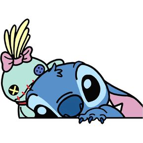 Stitch Funny Hitting Glass Cartoon Anime Cartoon Vinyl Decal Sticker for Car/Truck/Laptop