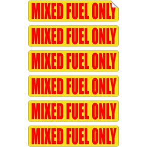 MIXED FUEL ONLY Automotive Decals | Gas Can Stickers | Truck Labels | Fuel Ratio 50:1 Vinyl Markers (6-pack)