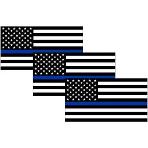 Rogue River Tactical Thin Blue Line Blue Lives Matter Flag Sticker Vinyl Decal for Car Truck Window Bumper Sticker Support of Police and Law Enforcement Officers ((3 Pack) 3x5)