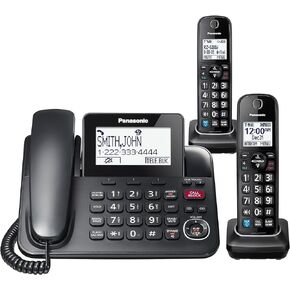 Panasonic Expandable Cordless Phone System, Bluetooth Pairing for Wireless Headphones and Hearing Aids, Smart Call Block, Bilingual Talking Caller ID, 2 Handsets - KX-TGD892S, Silver/Black