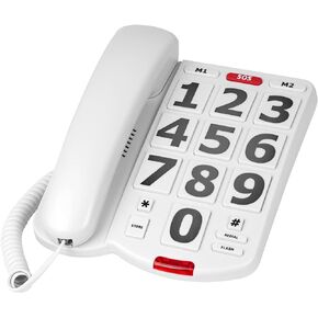 Large Key Wired Telephone, Adjustable Ringing Tone, and earpiece Volume, The earpiece can be Adjusted to Ultra-high Volume, which is Helpful for Those with Hearing Impairment