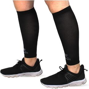 أكمام مضغوطة صلبة من Muvin للرجال والنساء - الجري، الرياضة - جبائر الساق، آلام الساق، تخفيف آلام العضلات (L، أسود) in Kuwait