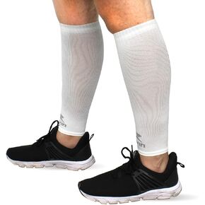 Muvin Solid Calf Compression Sleeves for Men & Women - Running, Sports - Shin Splints, Leg Pain, Muscle Pain Relief (S, White) in Kuwait